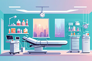 手术室治疗室诊室插画