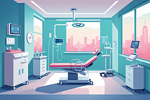 手术室诊疗诊室插画