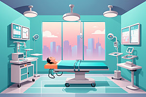 手术室环境就医插画
