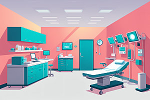 手术室诊疗治疗室插画