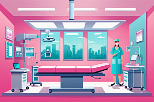 手术室诊疗环境插画