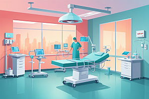 手术室治疗室环境插画