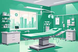 手术室医院环境插画