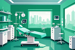 手术室环境医院插画