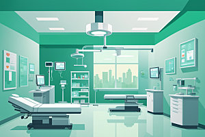 手术室环境医疗插画