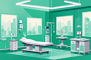 手术室诊室环境插画