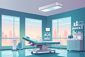 手术室环境治疗室插画