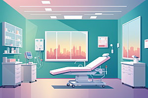 手术室诊室医疗插画
