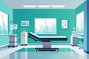 手术室医疗治疗室插画