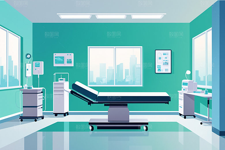 手术室医疗治疗室插画