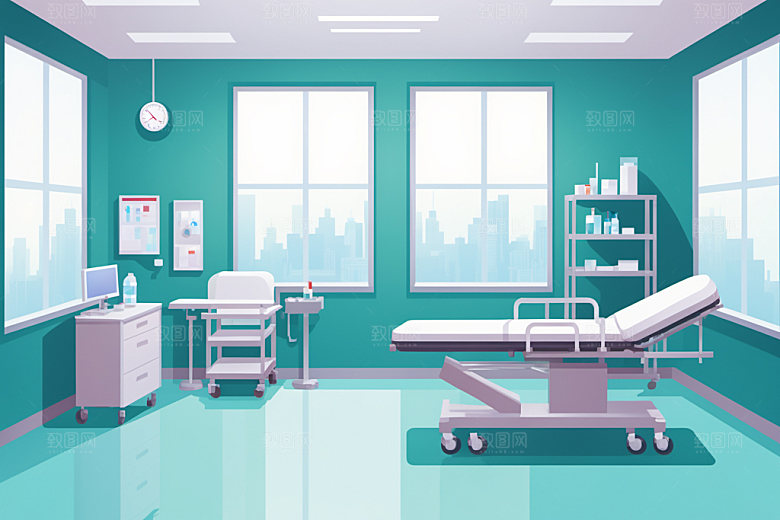 手术室就医医学插画
