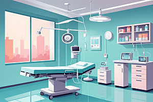 手术室看病环境插画