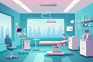手术室医疗诊室插画