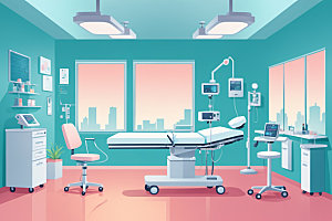 手术室环境看病插画