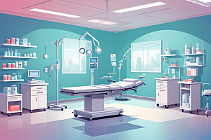 手术室诊室环境插画