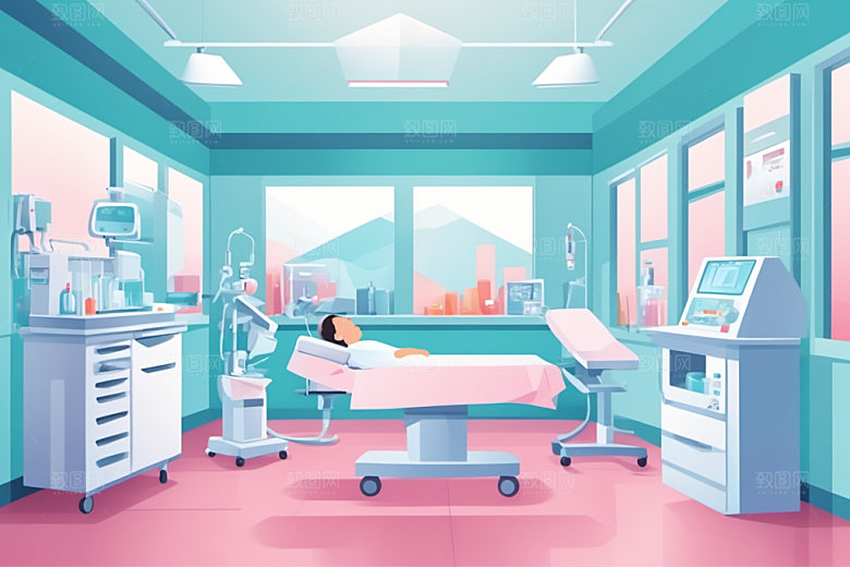 手术室医疗医院插画
