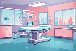 手术室环境看病插画