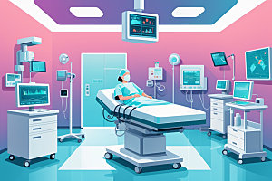 手术室治疗室医疗插画