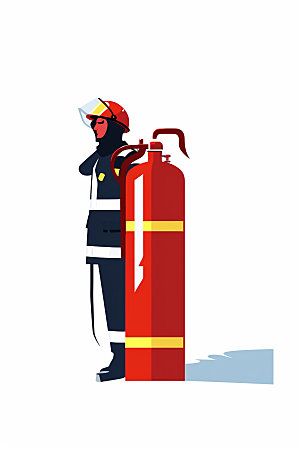 消防宣传警铃灭火器卡通插画