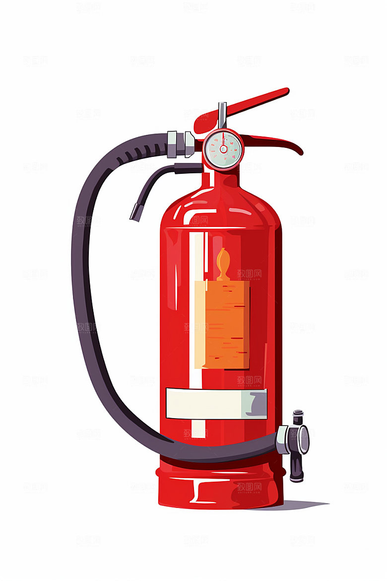 消防宣传灭火器警铃卡通插画