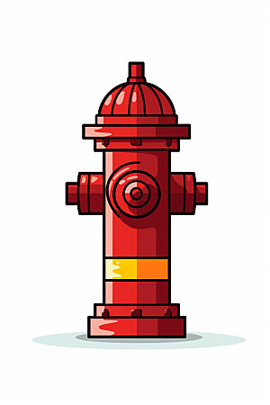 消防宣传灭火器消防栓卡通插画