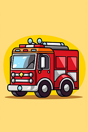 消防宣传消防车矢量元素卡通插画