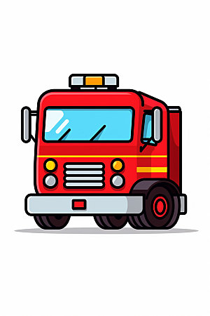 消防宣传警铃消防车卡通插画
