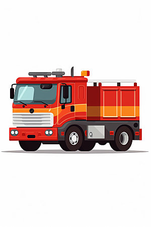消防宣传消防车消防安全卡通插画
