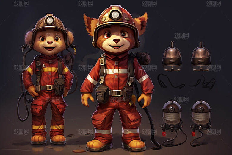 消防宣传人物插画消防救援矢量素材