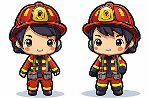 消防宣传消防救援人物插画矢量素材