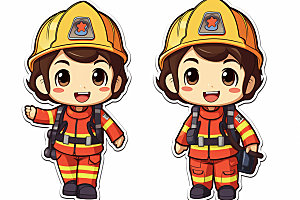 消防宣传人物插画消防安全矢量素材
