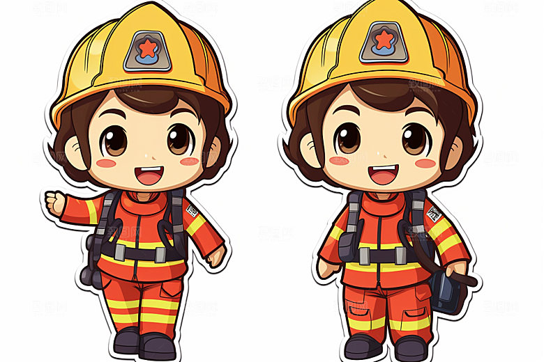 消防宣传人物插画消防安全矢量素材