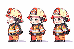 消防宣传消防安全卡通矢量素材