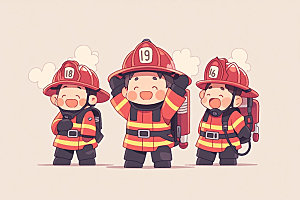 消防宣传拟人化卡通矢量素材
