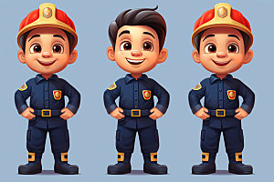 消防宣传拟人化人物插画矢量素材