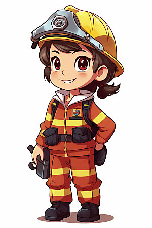 消防宣传卡通人物插画矢量素材