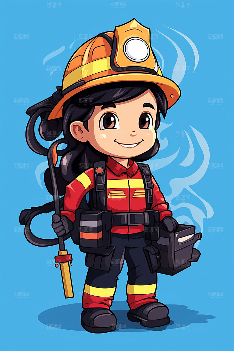 消防宣传消防安全人物插画矢量素材