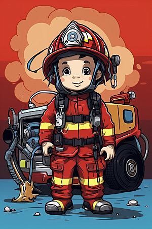 消防宣传人物插画卡通矢量素材