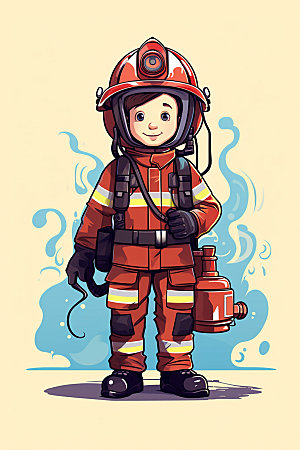 消防宣传消防救援人物插画矢量素材