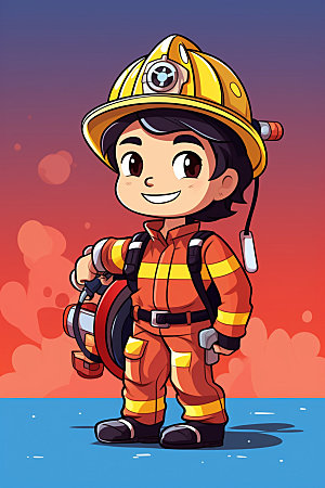 消防宣传拟人化人物插画矢量素材