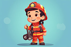 消防宣传拟人化卡通矢量素材
