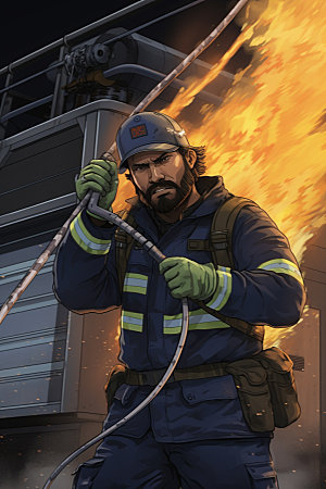 消防宣传火灾卡通矢量素材