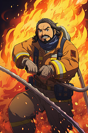 消防宣传火灾人物插画矢量素材