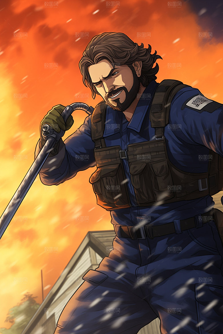 消防宣传消防救援人物插画矢量素材