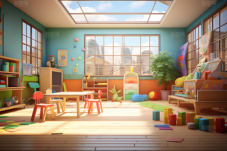 卡通幼儿园游戏立体场景
