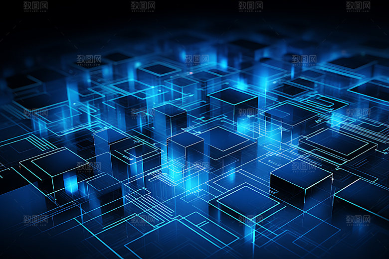 蓝色科技数据模块未来背景图