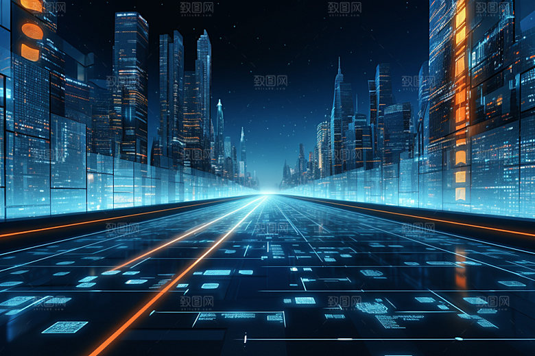 科技都市未来城市信息技术素材