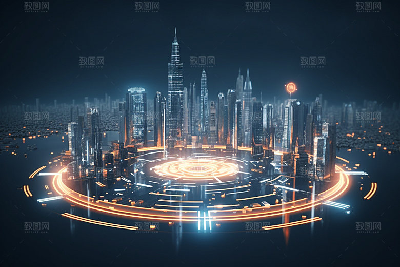 科技都市科创夜景素材