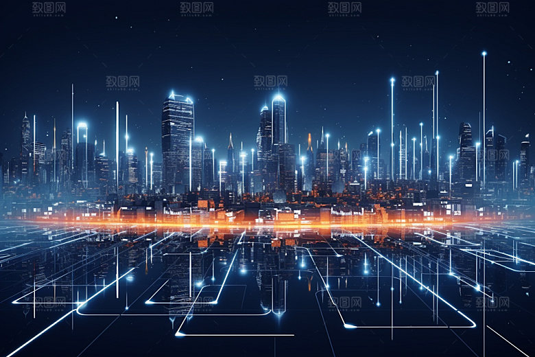 科技都市未来城市信息技术素材