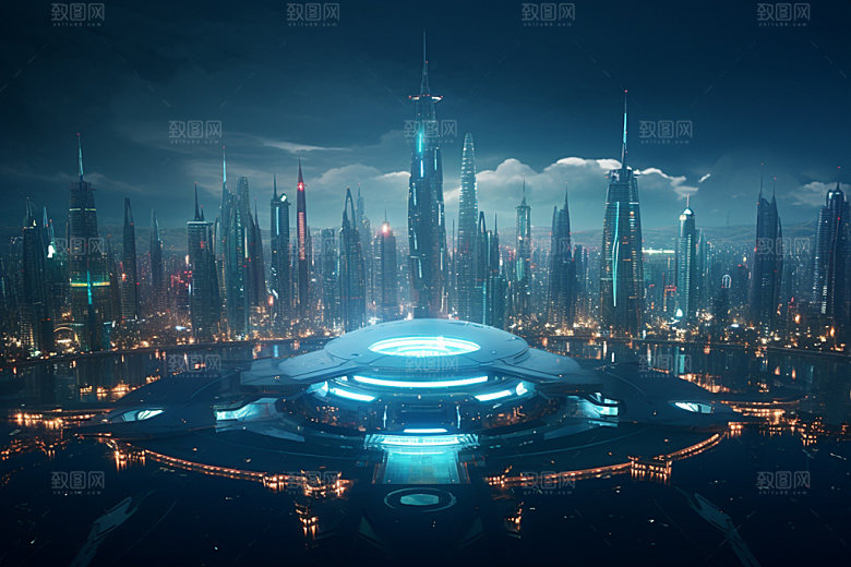 科技都市科创夜景素材